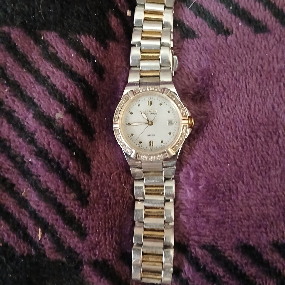 Citizen Two-Tone Gold and Silver Women's Watch with White Dial